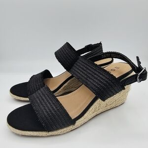 ESPRIT Black Wedge Sandals NWOT